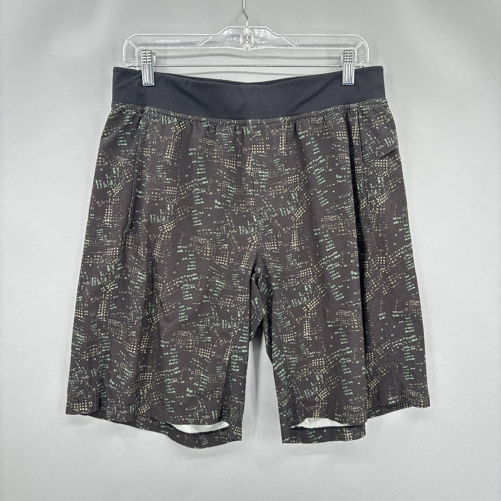 Lululemon Shorts Mens Large Lined City Grid Print Drawstring Athletic Running